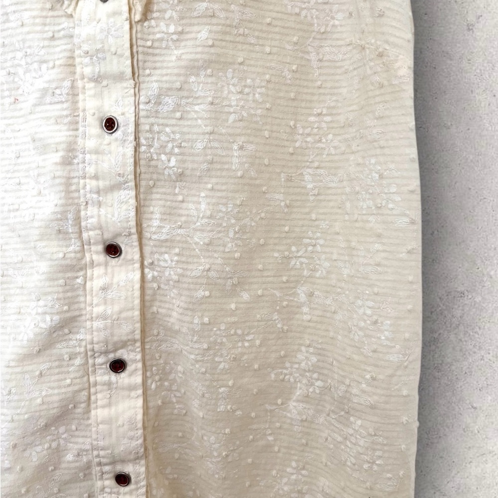 Anthropologie Maeve Windflower Ruffle Sleeveless Ivory Button Blouse Size 6 - Picture 4 of 10